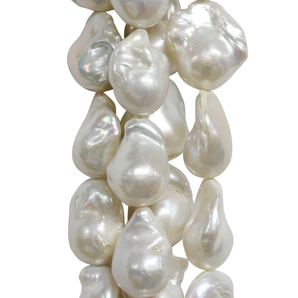 Perle coltivate d'acqua dolce, salmone, barocche, 13-15 mm x 40 cm