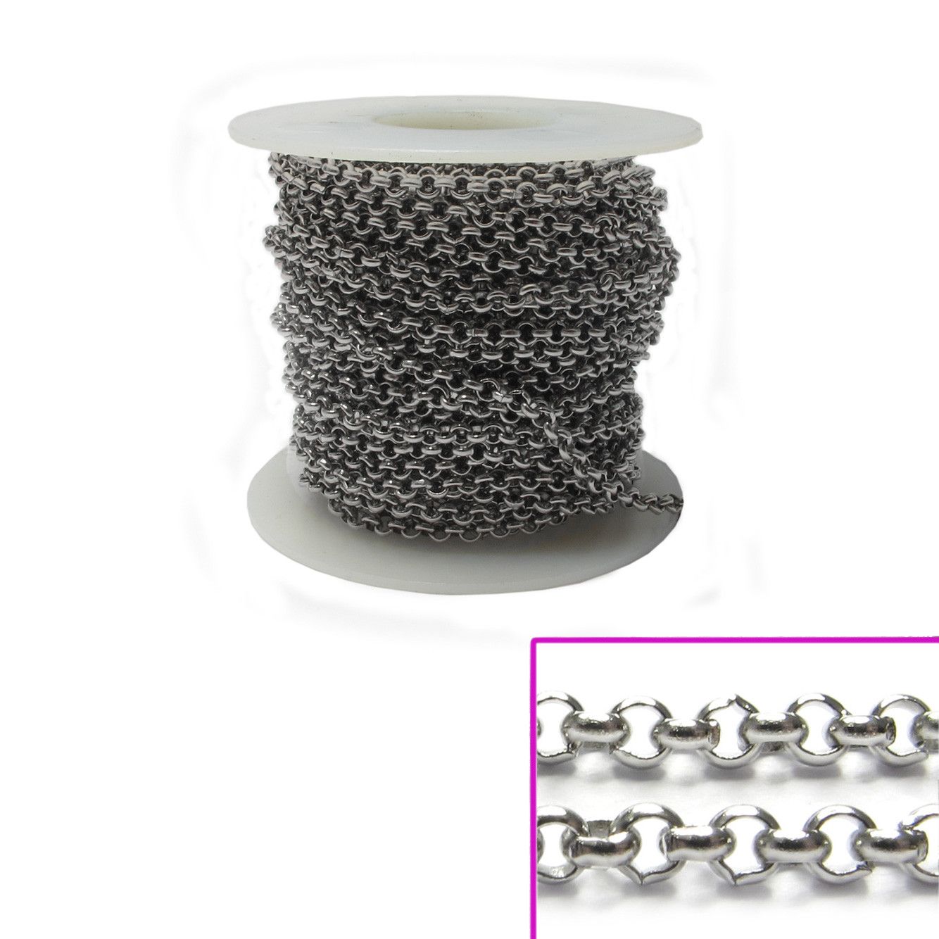 Collana Rolò Uomo In Acciaio Inox, Argento, Larghezza 2 Mm, Lunghezza 50 Cm, KnSam