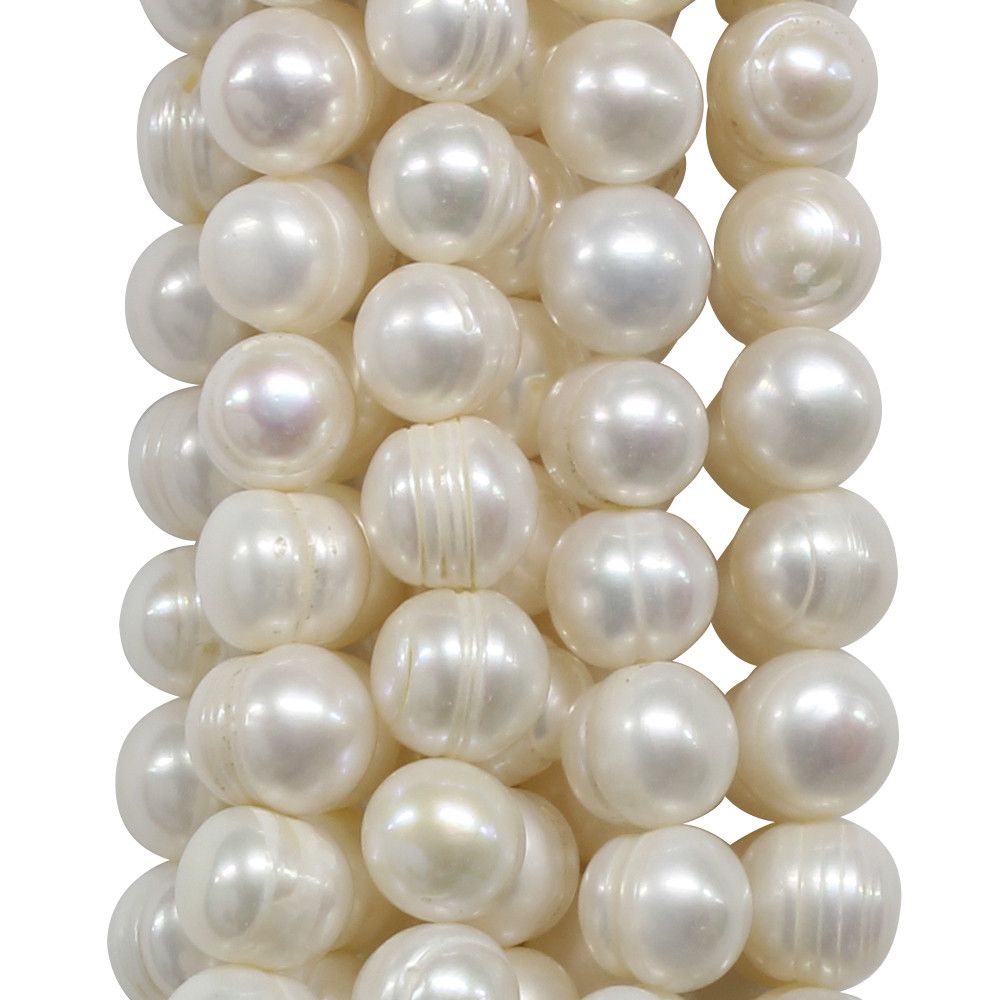 Perle d'acqua dolce, perle coltivate da 10 mm, colore crema-albicocca,  forma ovale-grano di riso, barocche, perle di conchiglia, da infilare