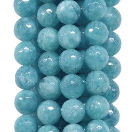 Perles ANGELITE 6 Mm (environ 61-63 Pièces) - Pierres Percées Bleues, Forme Sphère, Neuves