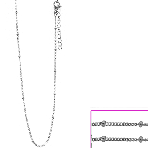 Catenina in Acciaio Groumette 2x1,5mm con Rondella 2mm - 44cm 