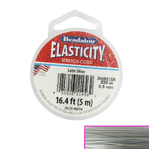 Filo Elastico Argento Satinato 0,50 mm - Beadalon Elasticity - 5 mt