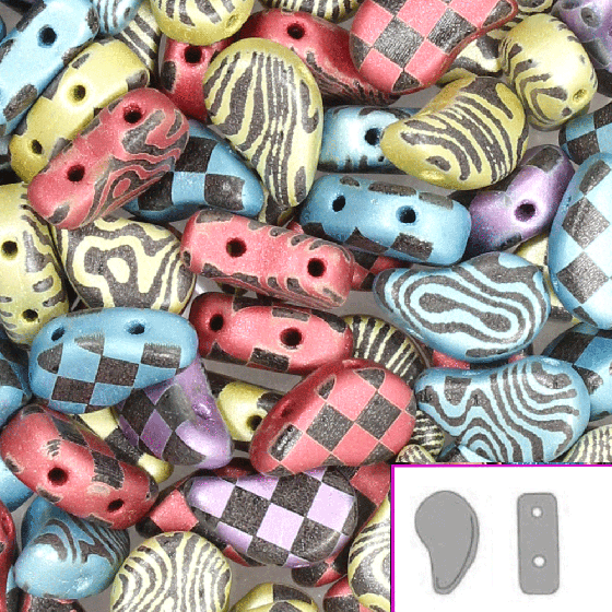 Perline Paisley Duo 8x5 mm Mix Colors Laser Checkered/Contour